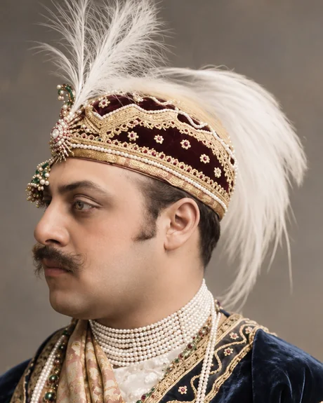 Prince Victor Albert Jay Duleep Singh in a jewelled and plumed turban, velvet coat and strands of pearls