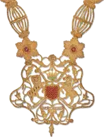 Unknown Neck chain, gilt wire on a cotton base, Nabha Coat of Arms.