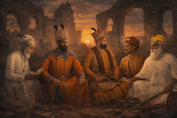 Historical scene at the ruins of Sarhind — AD 1761