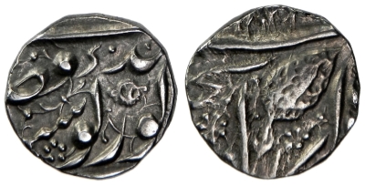 Amritsar, VS1878, Nanakshahi 1/4 Rupee
Lot 1329, Steve Album auction 17
Description :
SIKH EMPIRE: AR ¼ rupee (2.69g), Amritsar, VS187x, KM-18.2, Herrli-01.07.06, EF.

Herrli knew of no examples of the quarter rupee of this series with legible date.
Estimate $300-400

