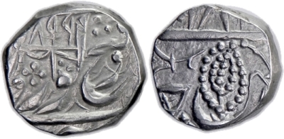 Derajat, VS1899, Rupee
Lot 1443 Steve Album Auction 17
SIKH EMPIRE: Derajat mint, LOT of 5 silver mahmudshahi rupees, type KM-120.2 (=Herrli-07.06.04), VS1899 (ef), VS1900 (vf), VS1901 (vf-ef), VS190(2?) (vf) and date missing (vf), lot of 5 pieces. Estimate $200-300
